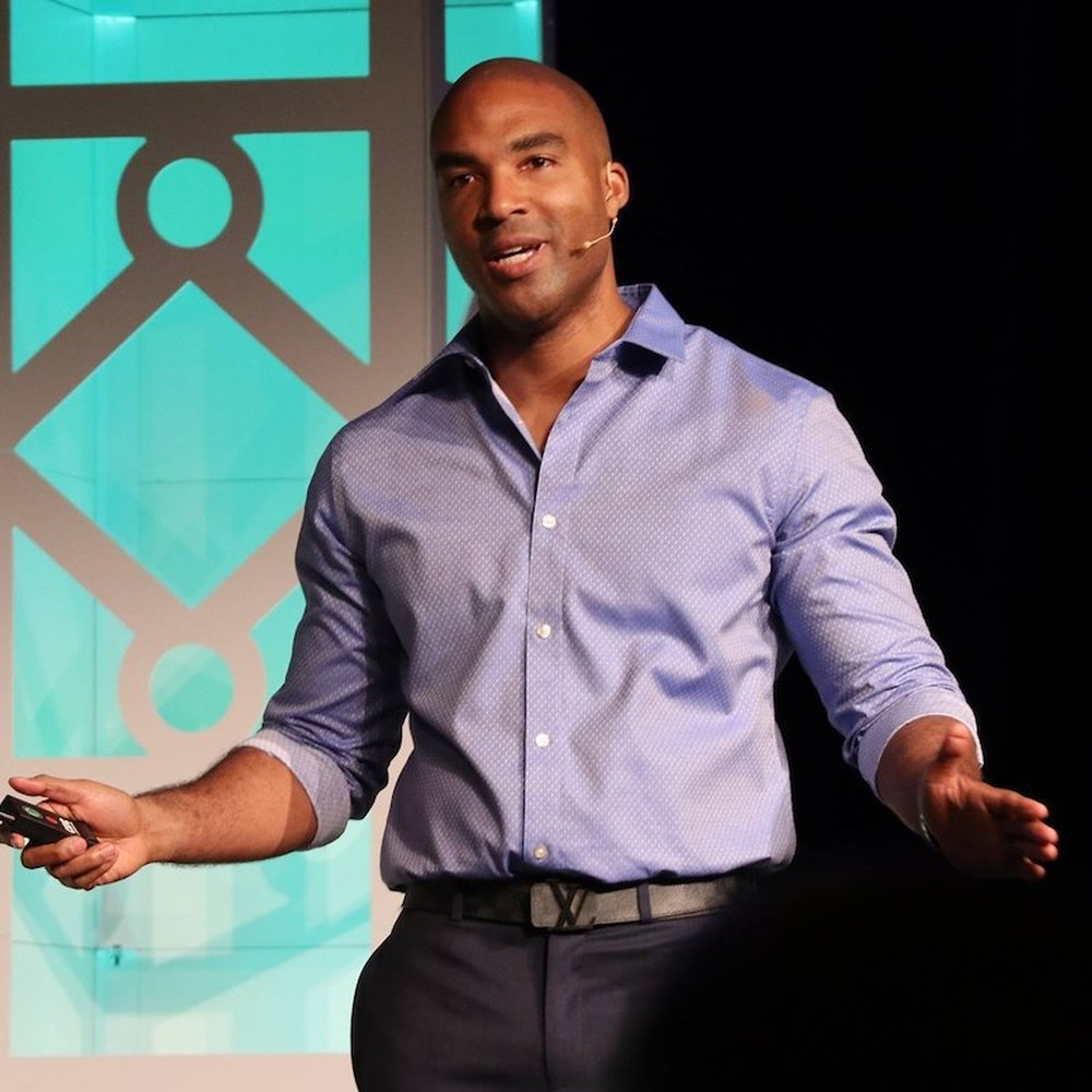 Vince Reed, founder of Eboov, speaking on stage