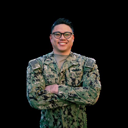 Josh Villareal, founder of Simple Wealth Academy, in his Navy working uniform
