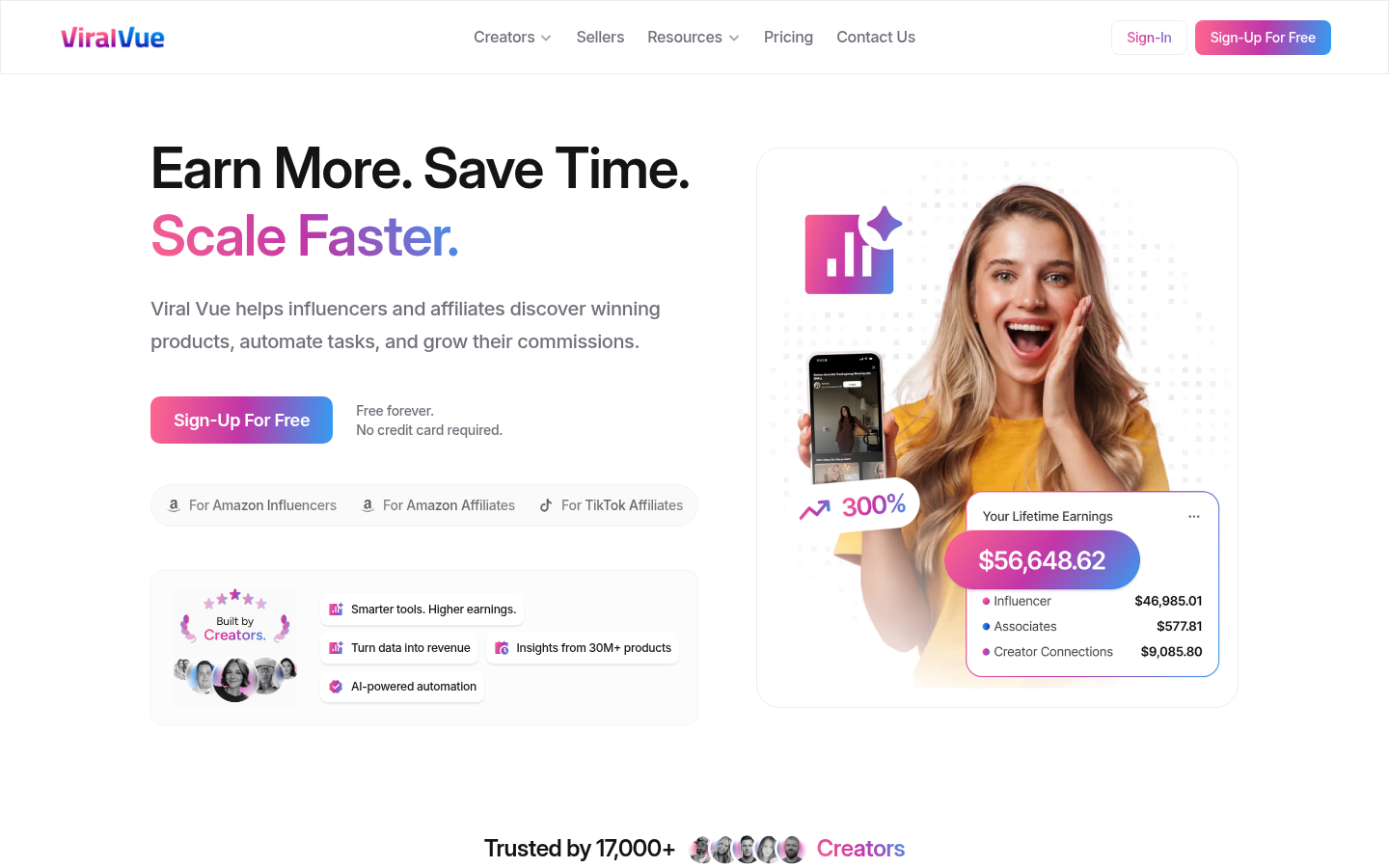 Screenshot of Viral Vue homepage